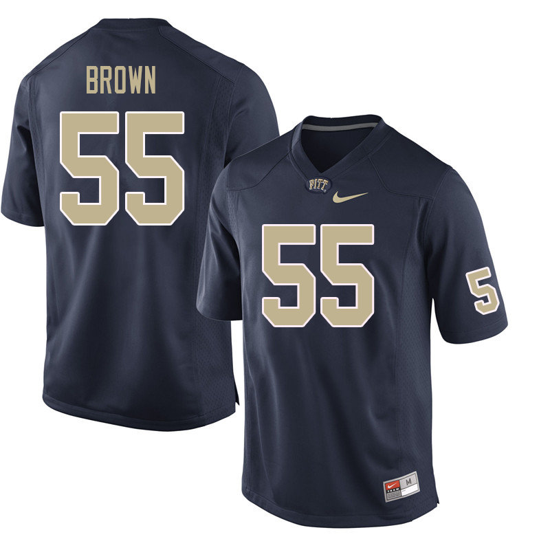 Men #55 Chase Brown Pittsburgh Panthers College Football Jerseys Sale-Navy